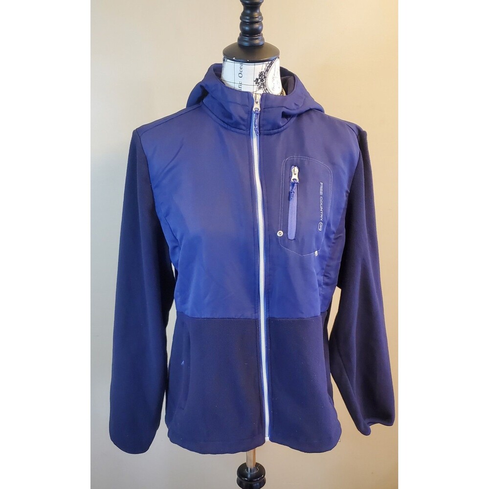 Free Country Women’s Large Purple Fleece Hoodie Full Zip Jacket Hooded